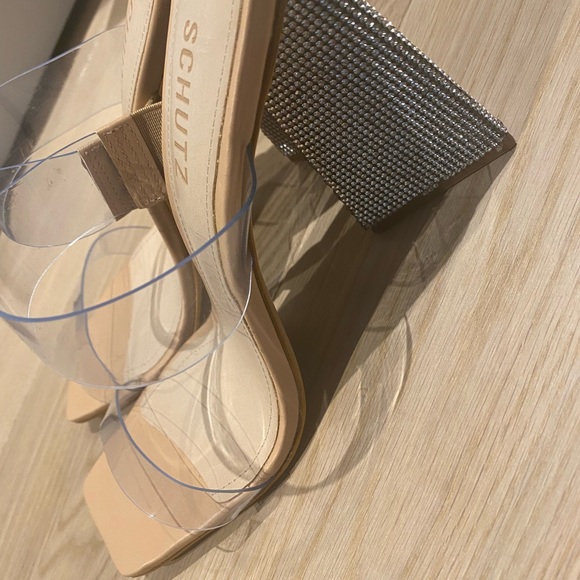 Clear and rhinestone block heel sandals - Picture 6 of 9